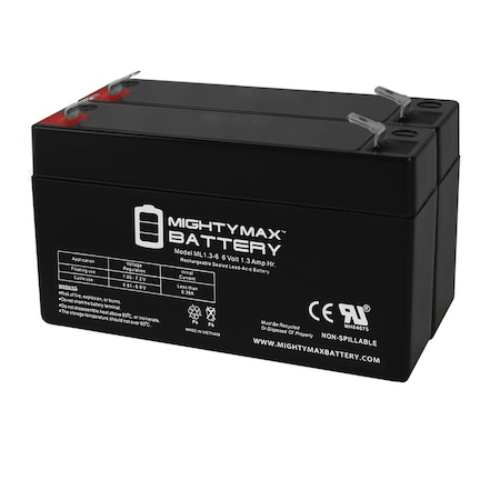 6V 1.3Ah SLA Replacement Battery For Tork 47 - 2 Pack
